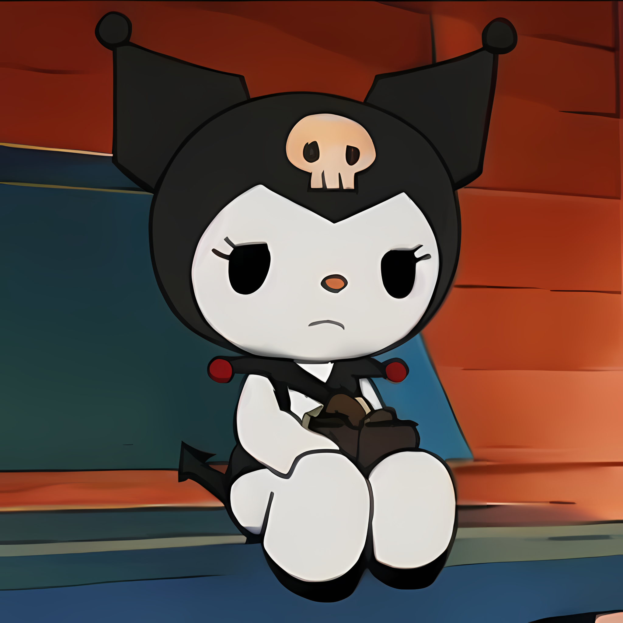 00096-2963634981-kuromi  sits on the stairs _lora_Kuromi_1_  _lora_hello_kitty_1__upscayl_4x_realesrgan-x4plus-anime.png